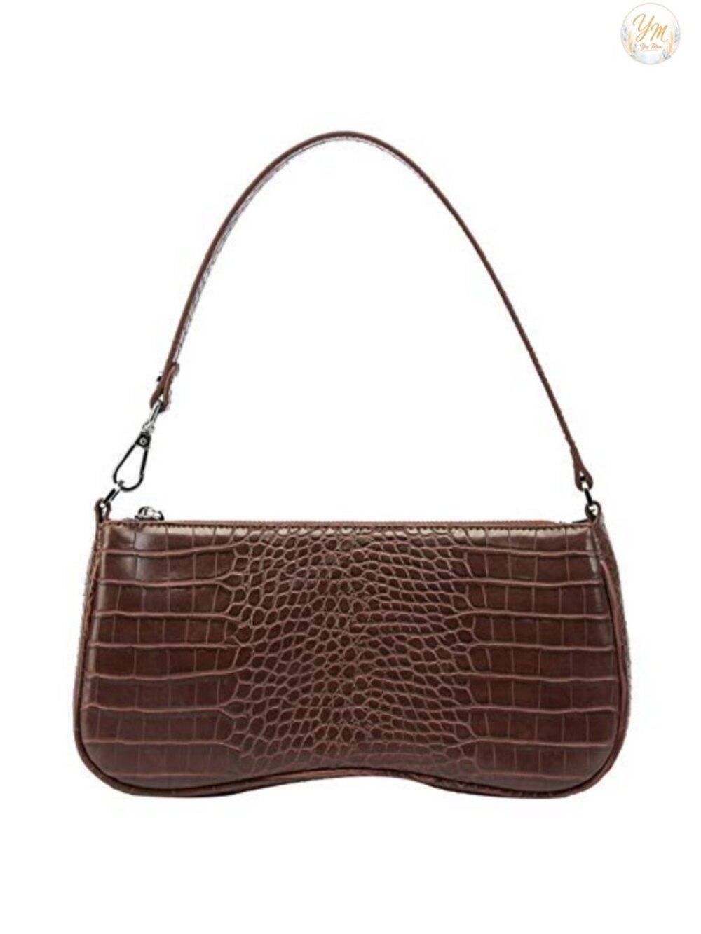 Vegan Leather Shoulder Handbag Zip Closure Interior Pocket